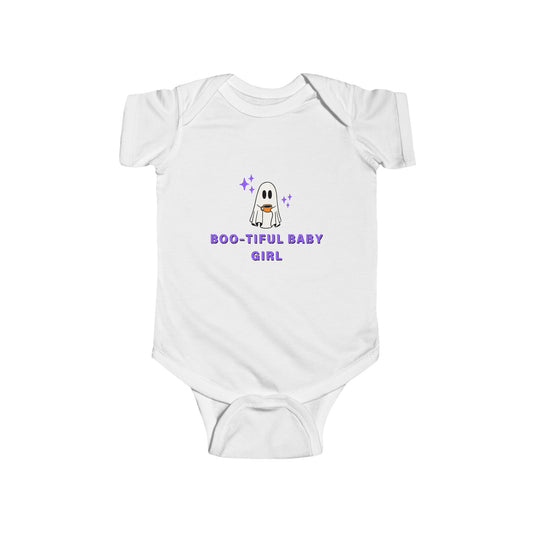 Boo-tiful Baby girl Infant Fine Jersey Bodysuit With Scannable Photo Album