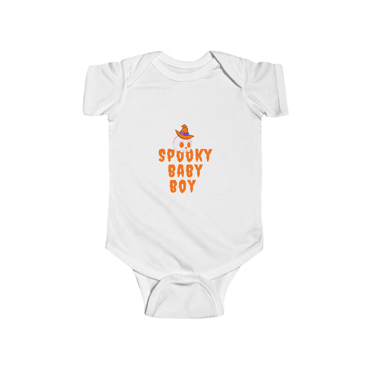 Spooky Baby Boy Infant Fine Jersey Bodysuit With Scannable Photo Album